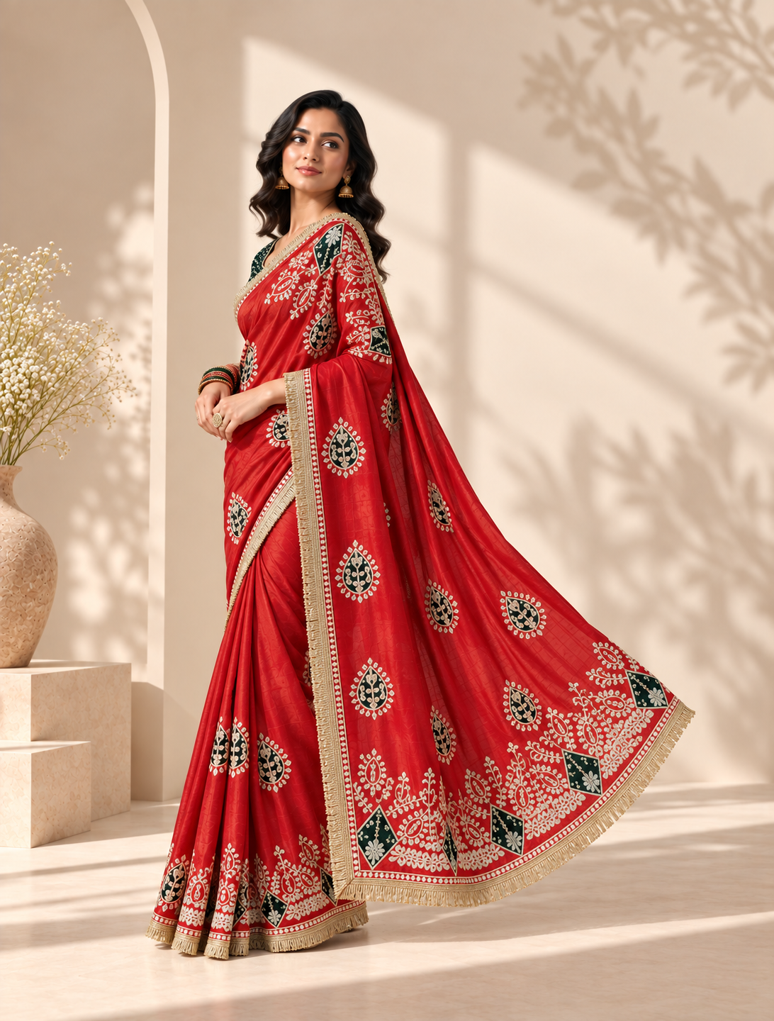 Virasat Cosmos Silk Saree | Jaipuri Gota Patti & Bandhej