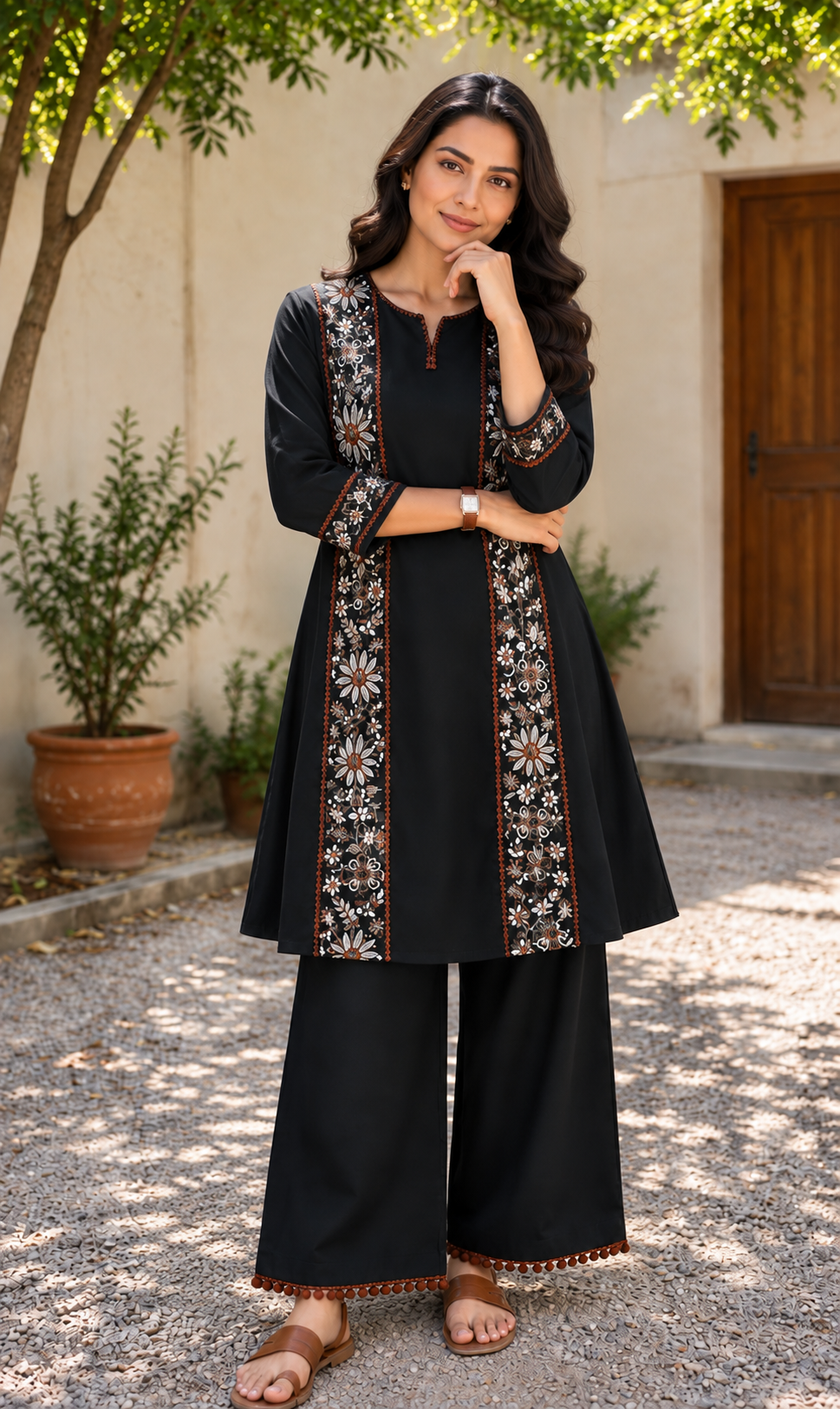 Black Embroidered Muse Co-Ord Set