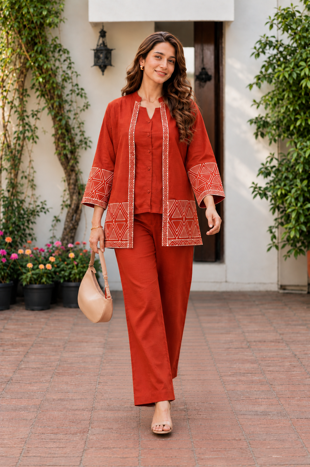 Rust Orange Geometric Grace Co-Ord Set