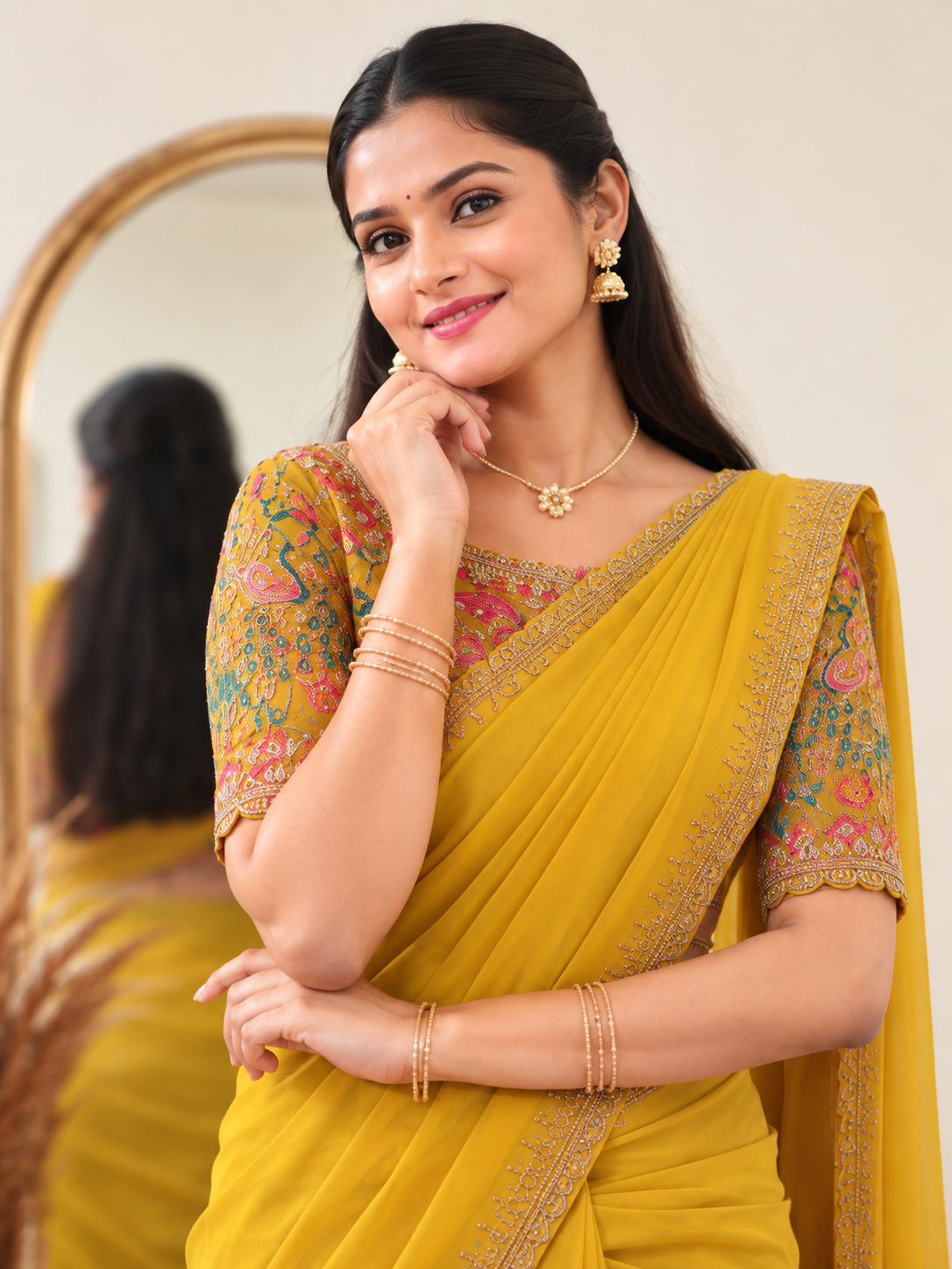 Mayura Star Georgette Saree | Peacock Embroidery & Sequin Work