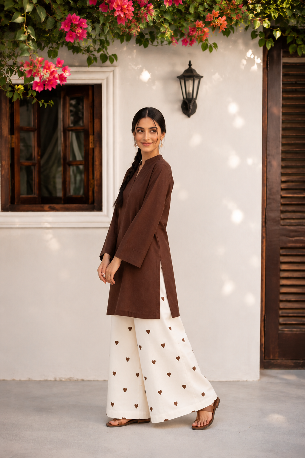 Little Heart Co-Ord Set – Cocoa Brown & Ivory