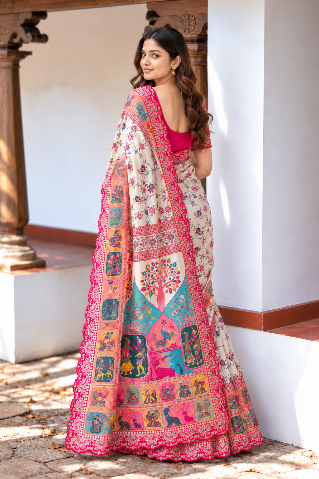 Virasa Designer Dola Banarasi Saree | Gujarat Heritage Digital Print