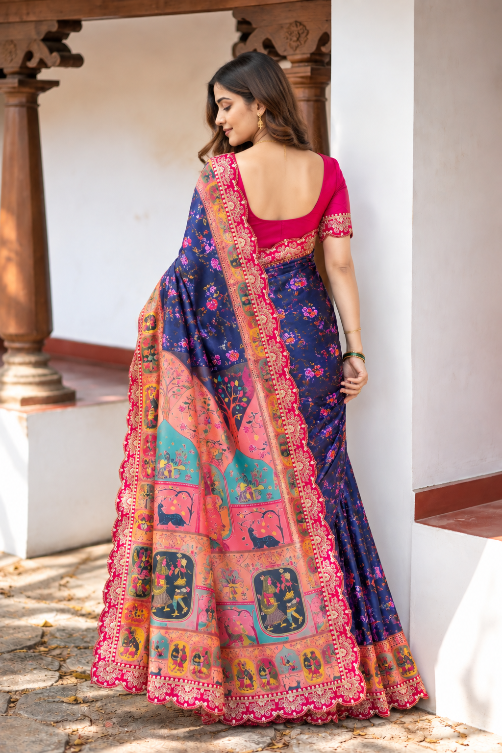 Virasa Designer Dola Banarasi Saree | Gujarat Heritage Digital Print