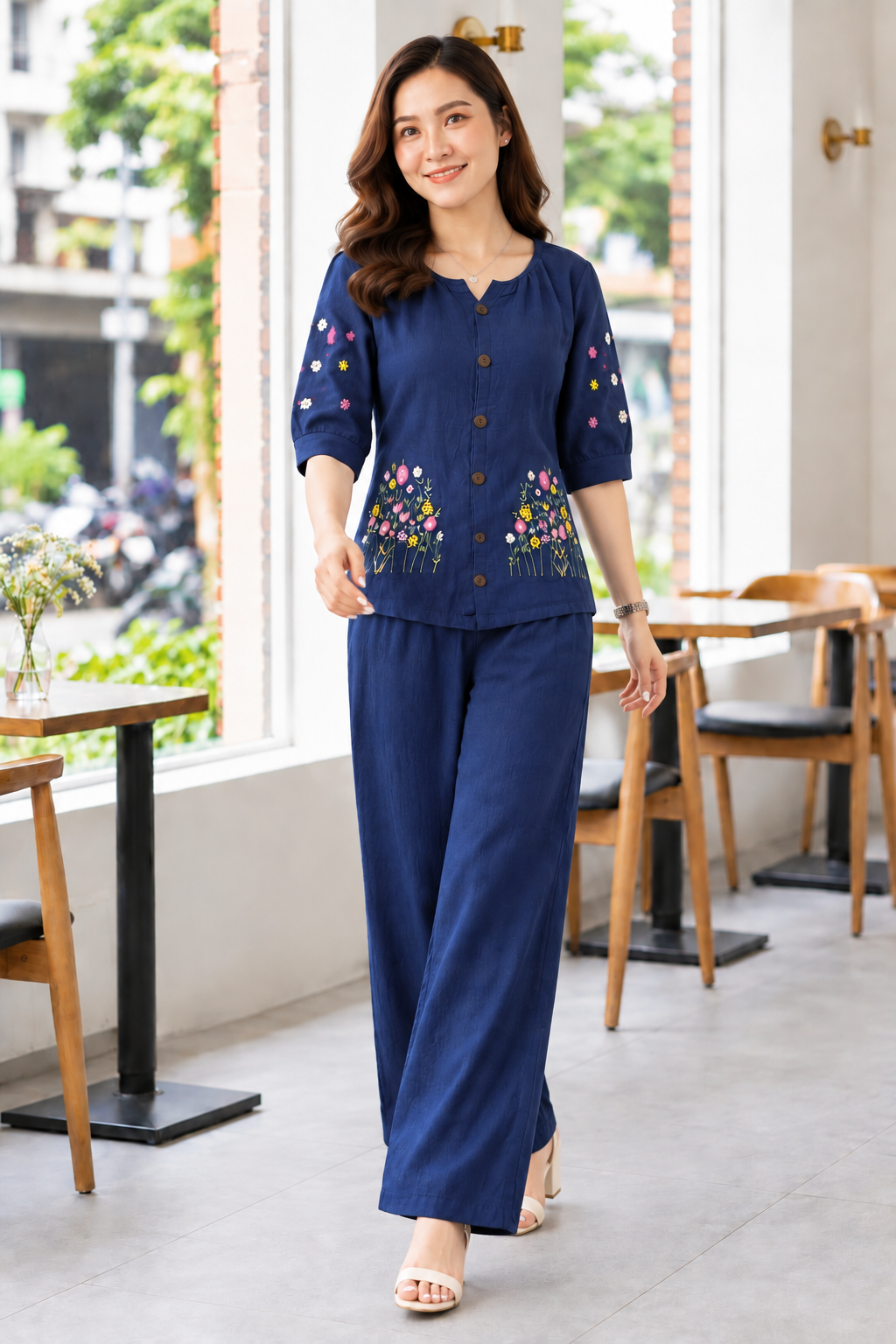 Dark Blue Petal & Poise Co-Ord Set
