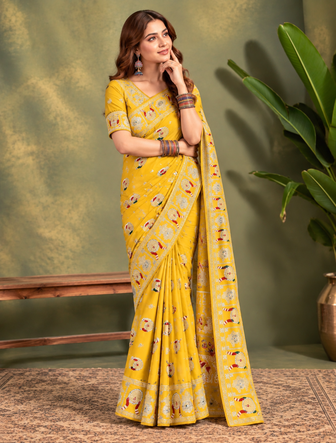 Chand Riwaaz Dola Viscose Saree | Meena Weave & Mirror Work