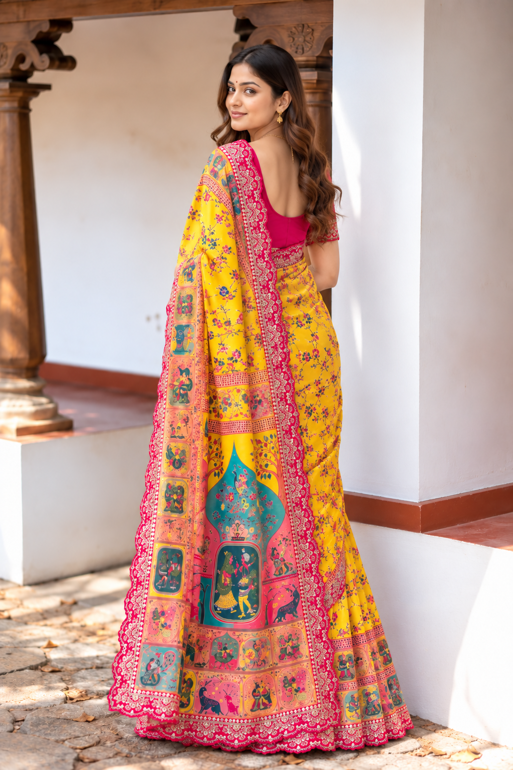 Virasa Designer Dola Banarasi Saree | Gujarat Heritage Digital Print