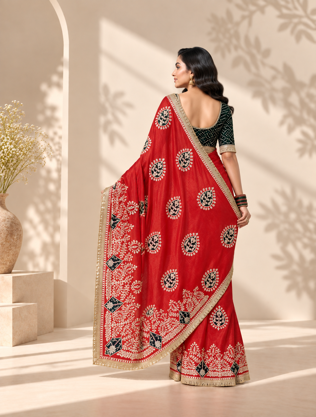 Virasat Cosmos Silk Saree | Jaipuri Gota Patti & Bandhej