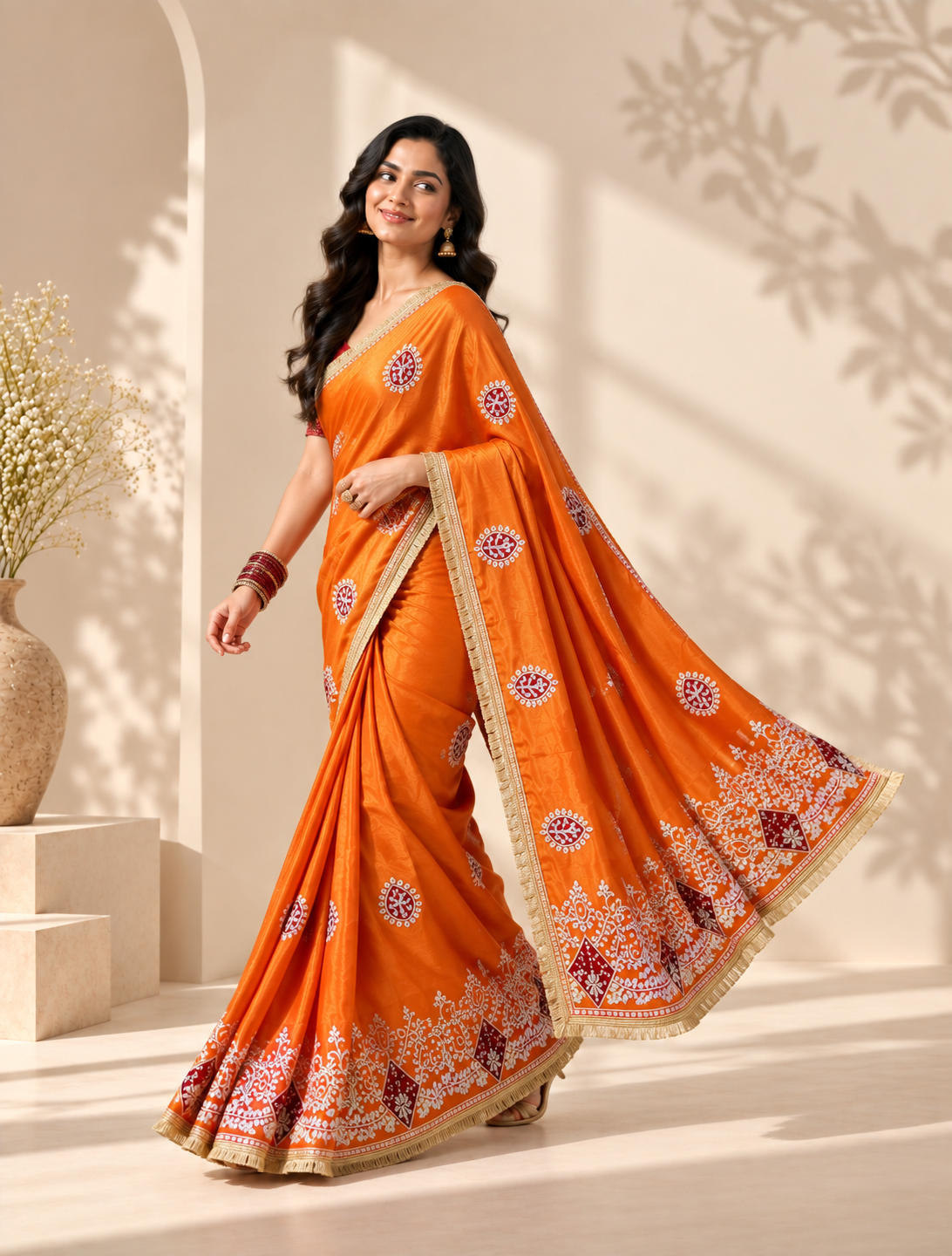 Virasat Cosmos Silk Saree | Jaipuri Gota Patti & Bandhej