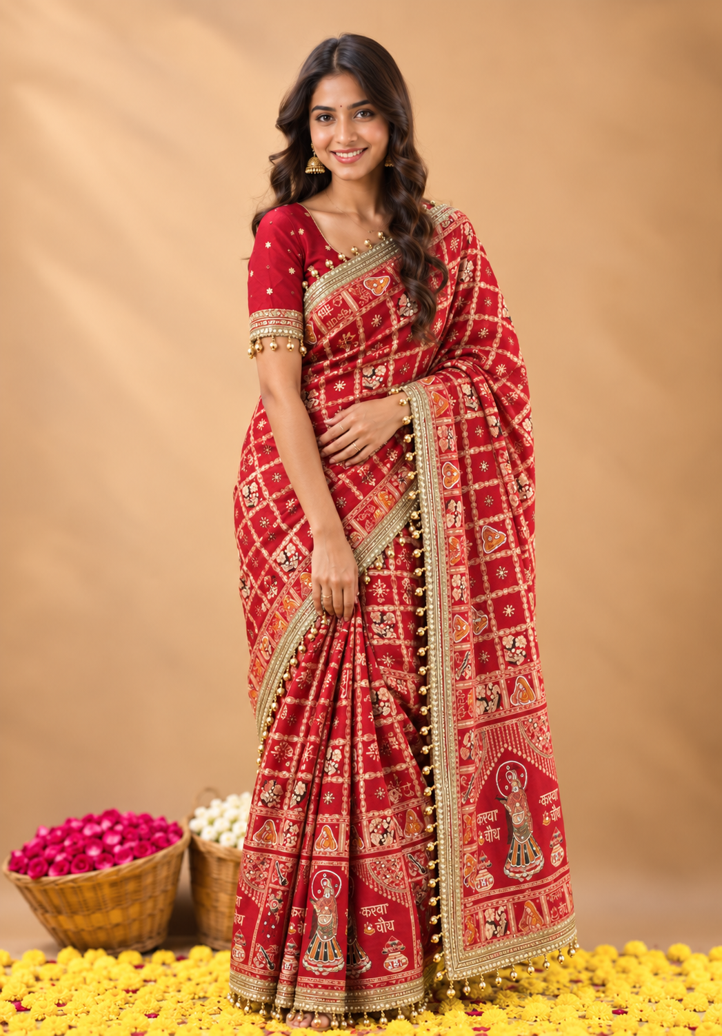 Suhag Riwaaz Dola Viscose Saree | Meena Weave & Mirror Work