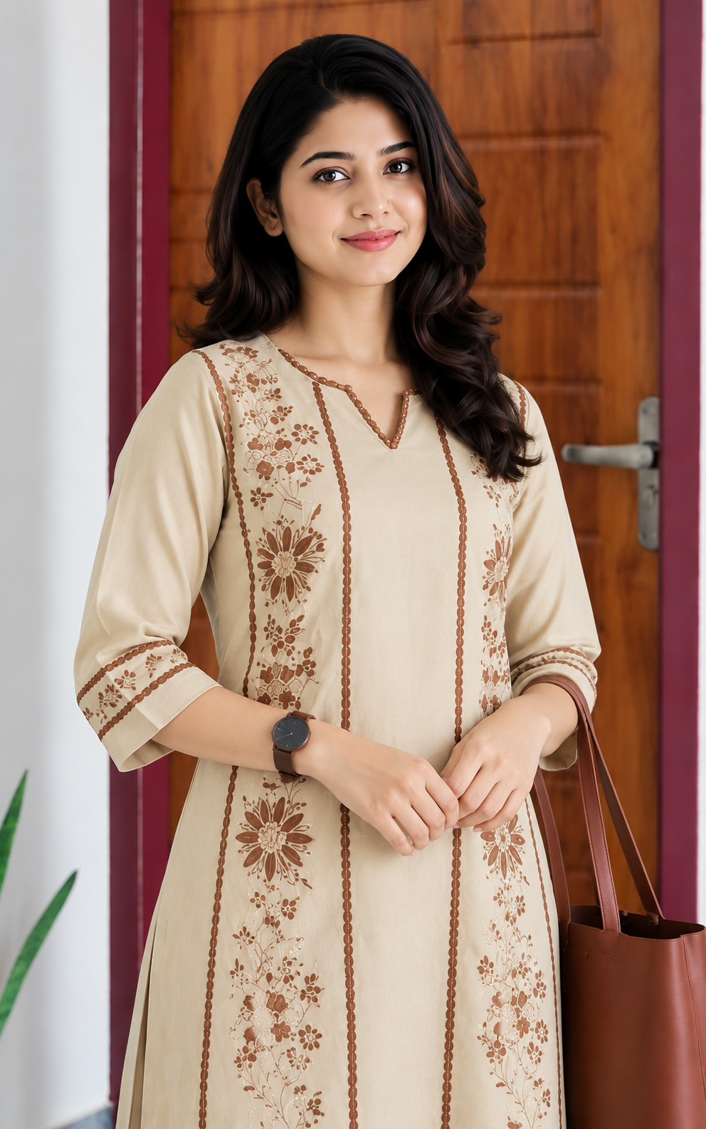 Beige Embroidered Muse Co-Ord Set