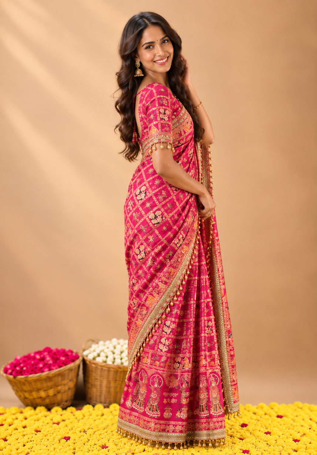 Suhag Riwaaz Dola Viscose Saree | Meena Weave & Mirror Work