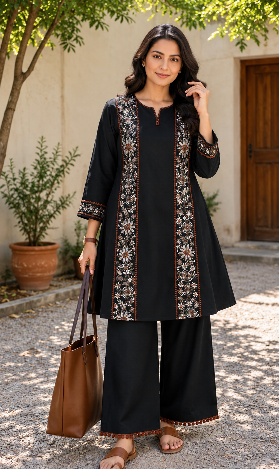 Black Embroidered Muse Co-Ord Set