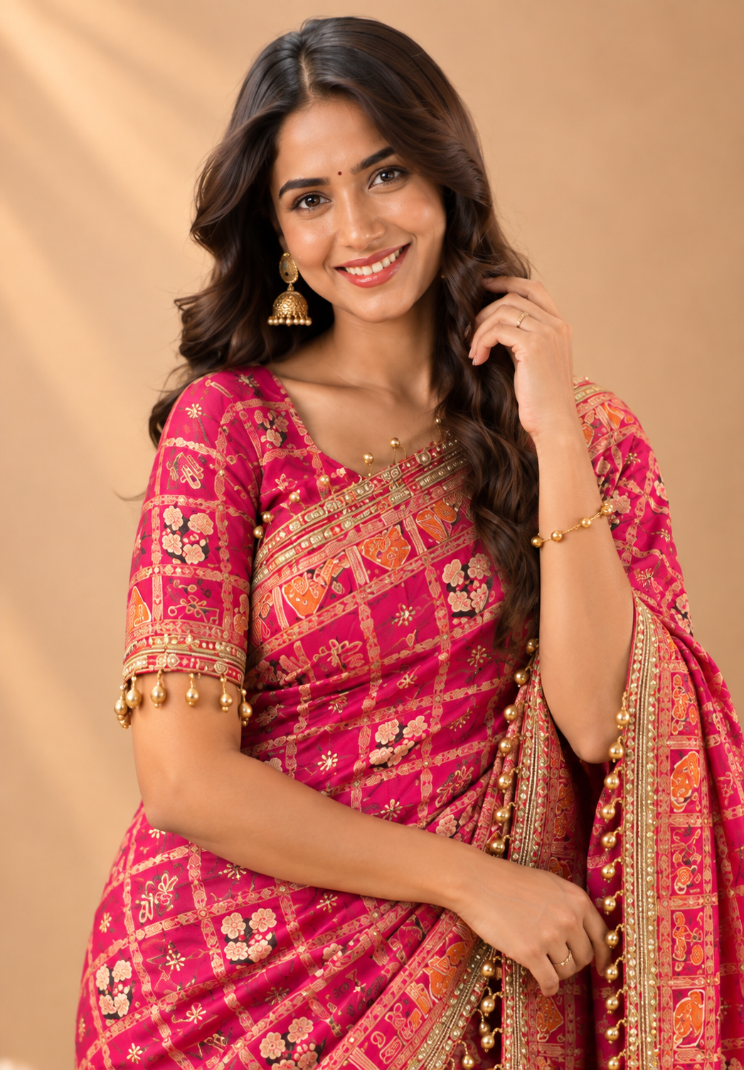 Suhag Riwaaz Dola Viscose Saree | Meena Weave & Mirror Work
