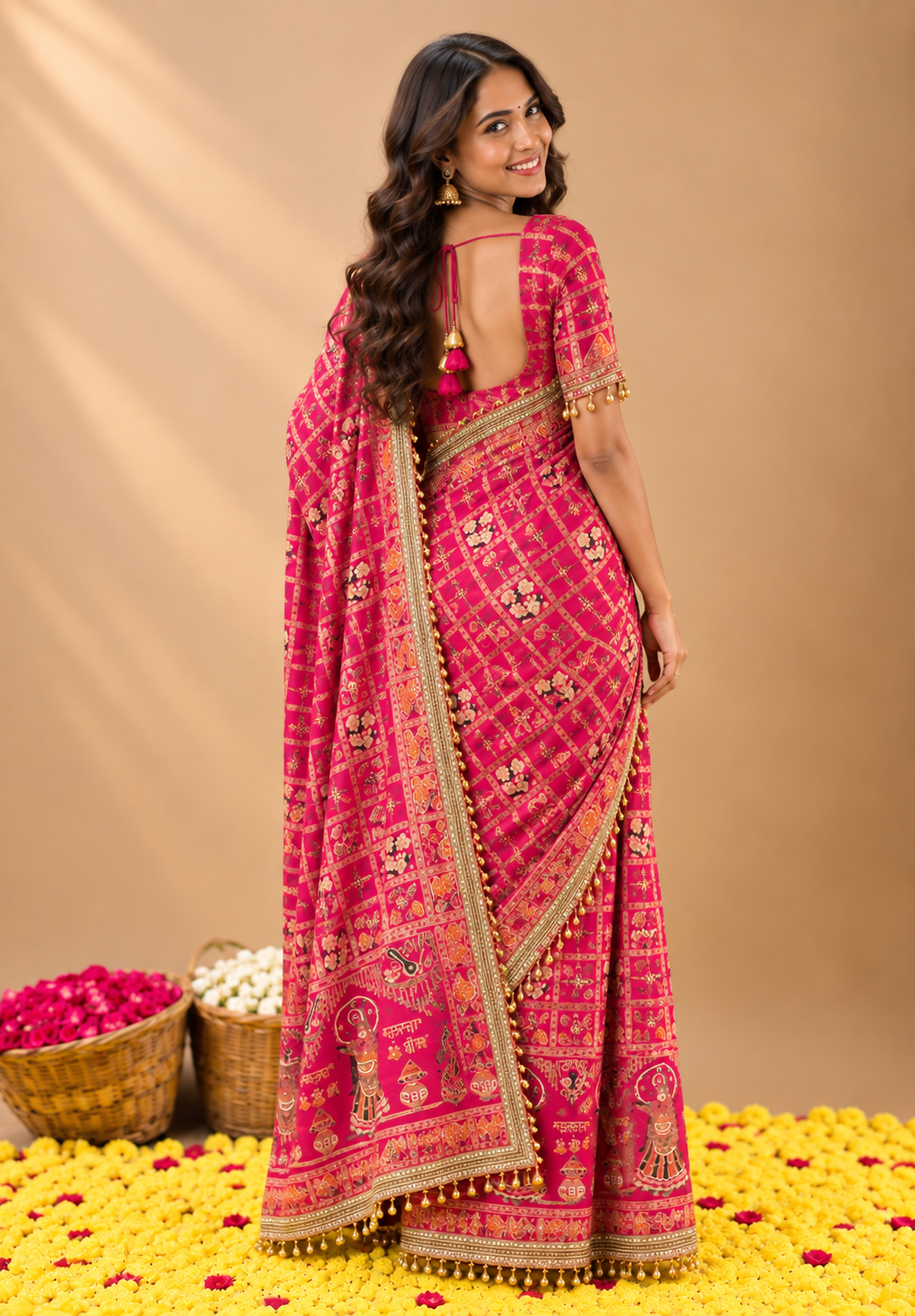 Suhag Riwaaz Dola Viscose Saree | Meena Weave & Mirror Work