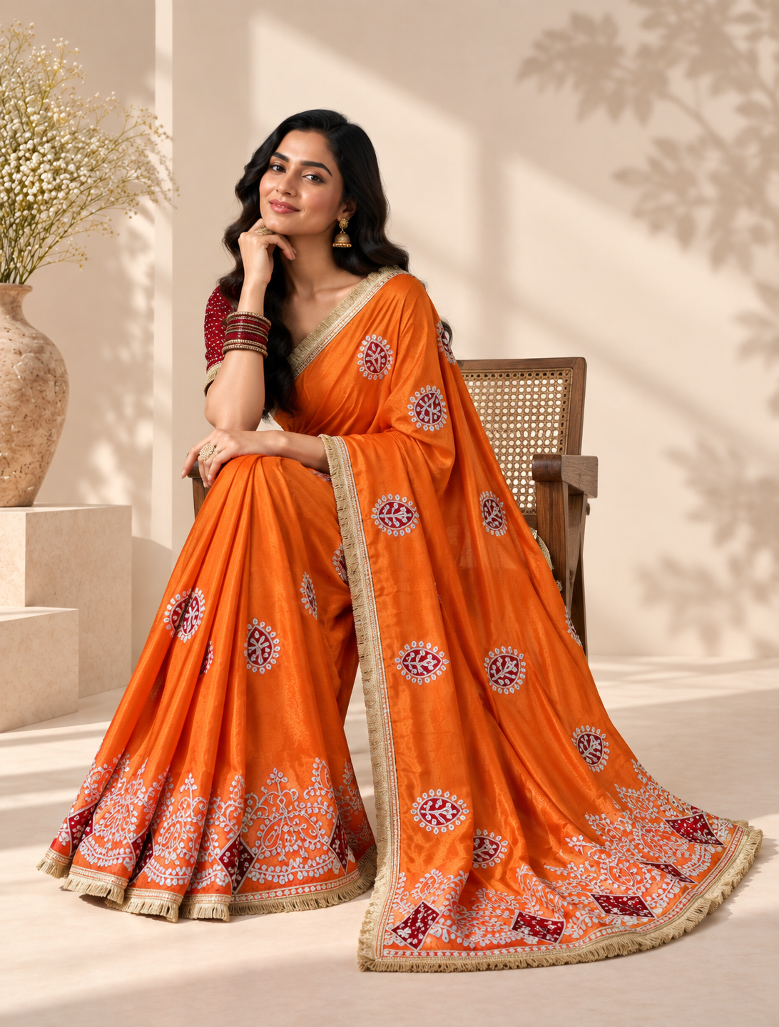 Virasat Cosmos Silk Saree | Jaipuri Gota Patti & Bandhej