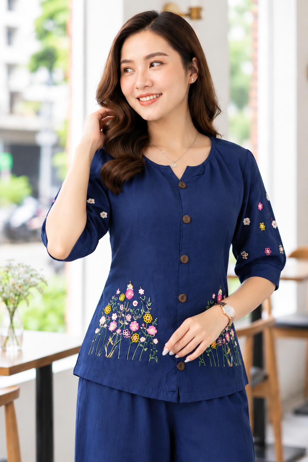 Dark Blue Petal & Poise Co-Ord Set