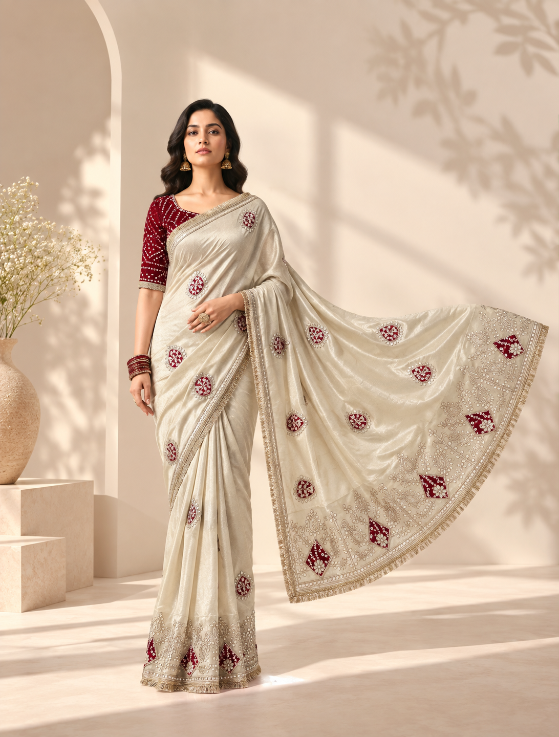 Virasat Cosmos Silk Saree | Jaipuri Gota Patti & Bandhej
