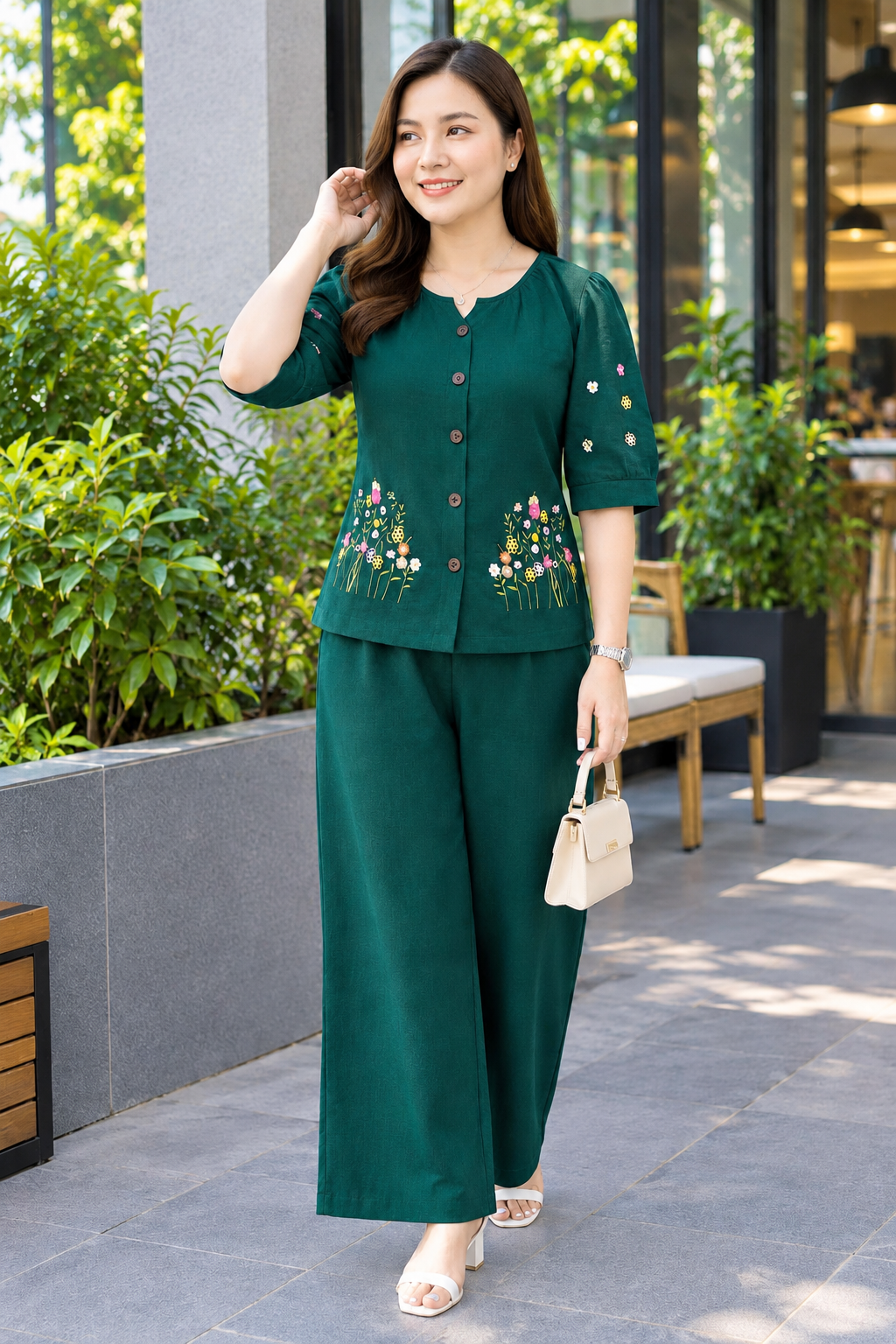 Dark Green Petal & Poise Co-Ord Set