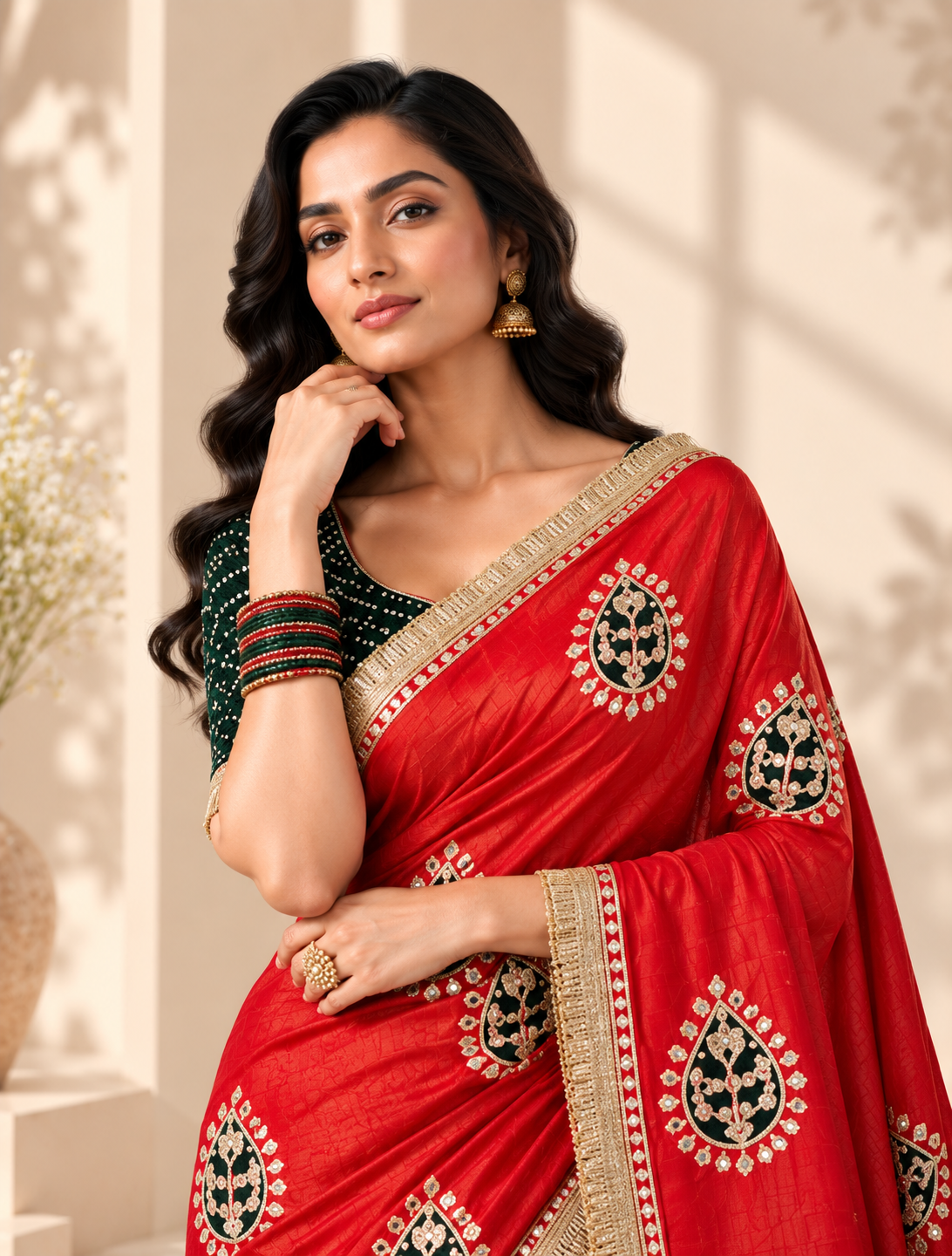 Virasat Cosmos Silk Saree | Jaipuri Gota Patti & Bandhej