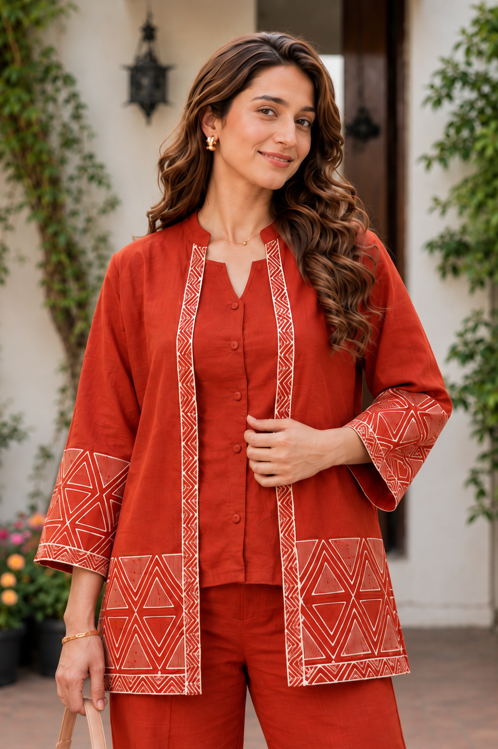 Rust Orange Geometric Grace Co-Ord Set
