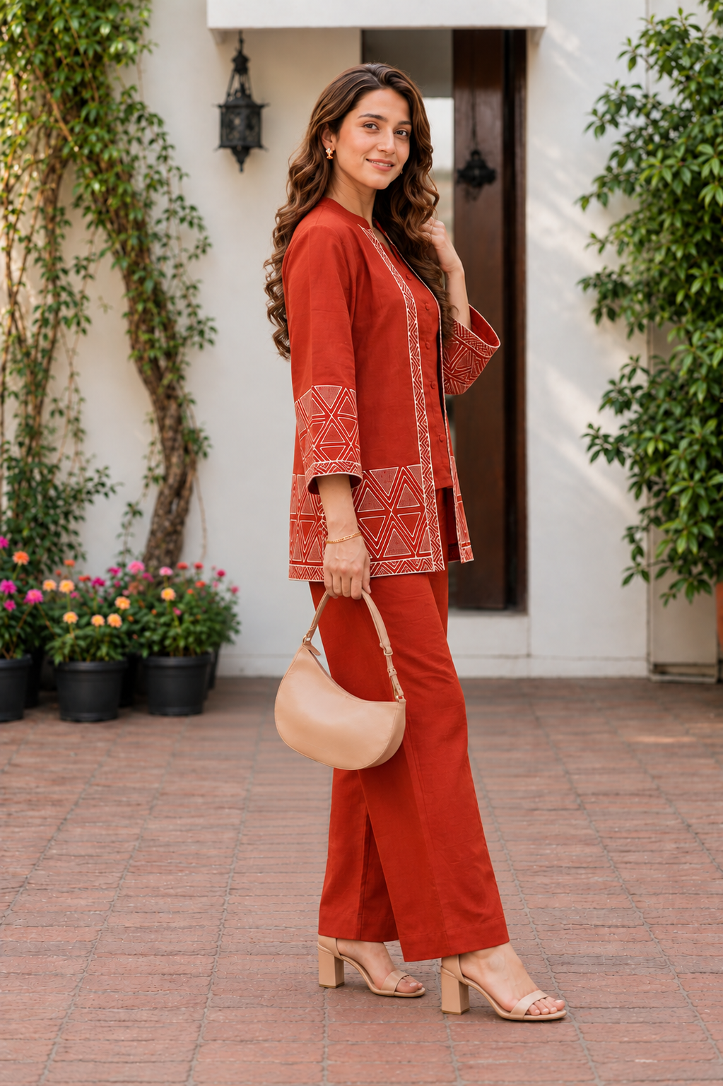Rust Orange Geometric Grace Co-Ord Set