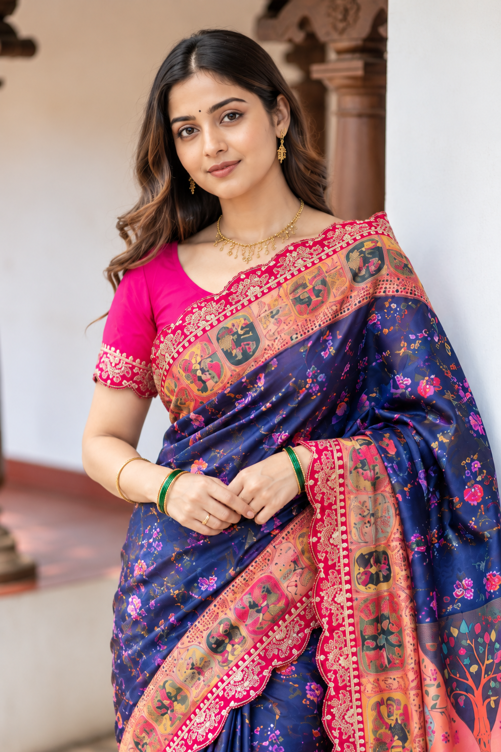 Virasa Designer Dola Banarasi Saree | Gujarat Heritage Digital Print