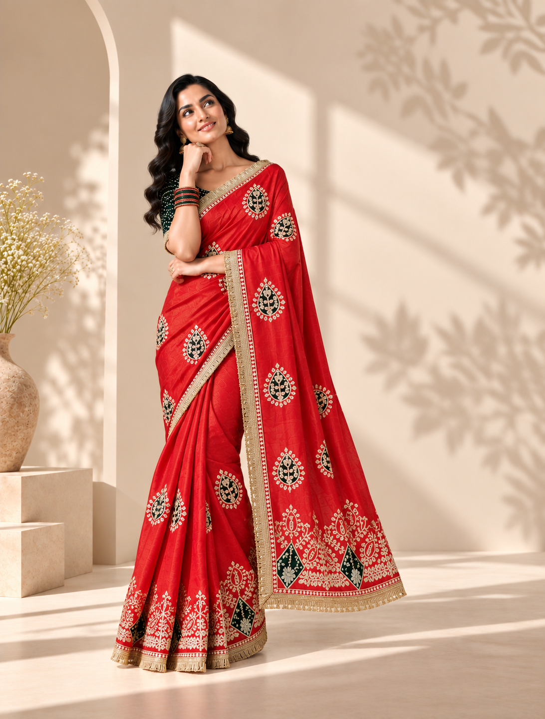Virasat Cosmos Silk Saree | Jaipuri Gota Patti & Bandhej