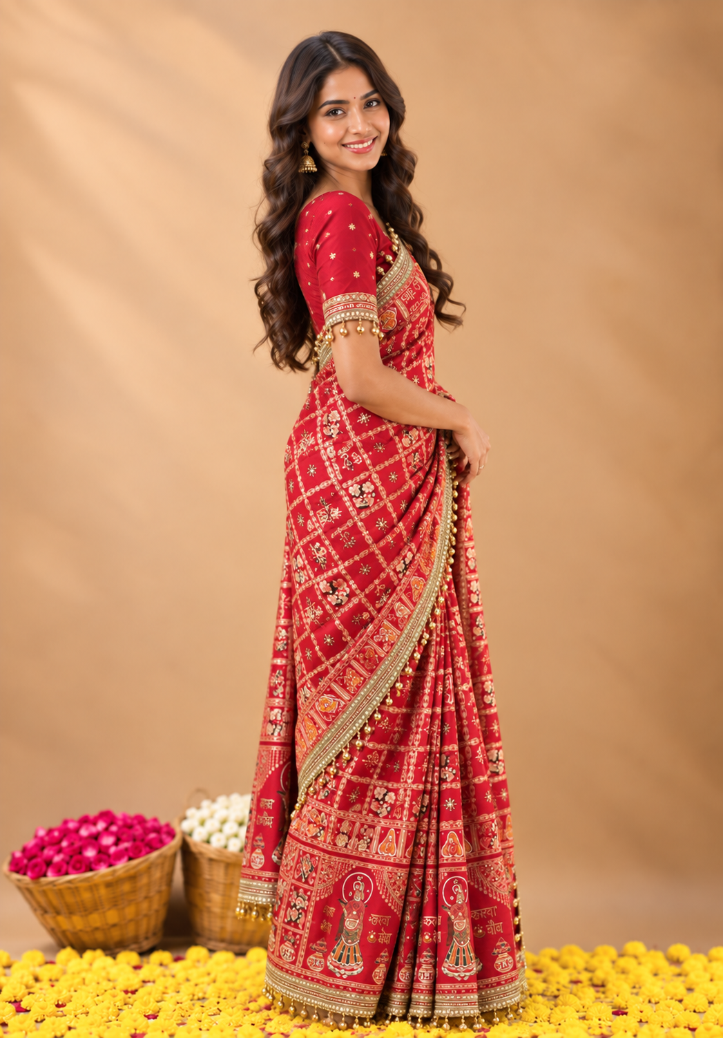 Suhag Riwaaz Dola Viscose Saree | Meena Weave & Mirror Work