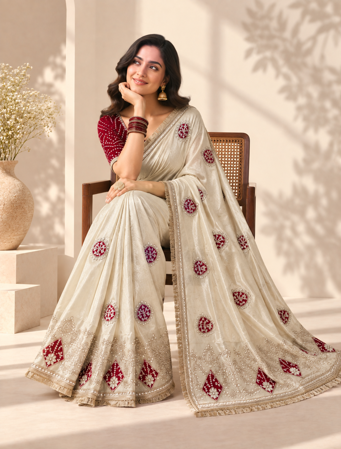 Virasat Cosmos Silk Saree | Jaipuri Gota Patti & Bandhej