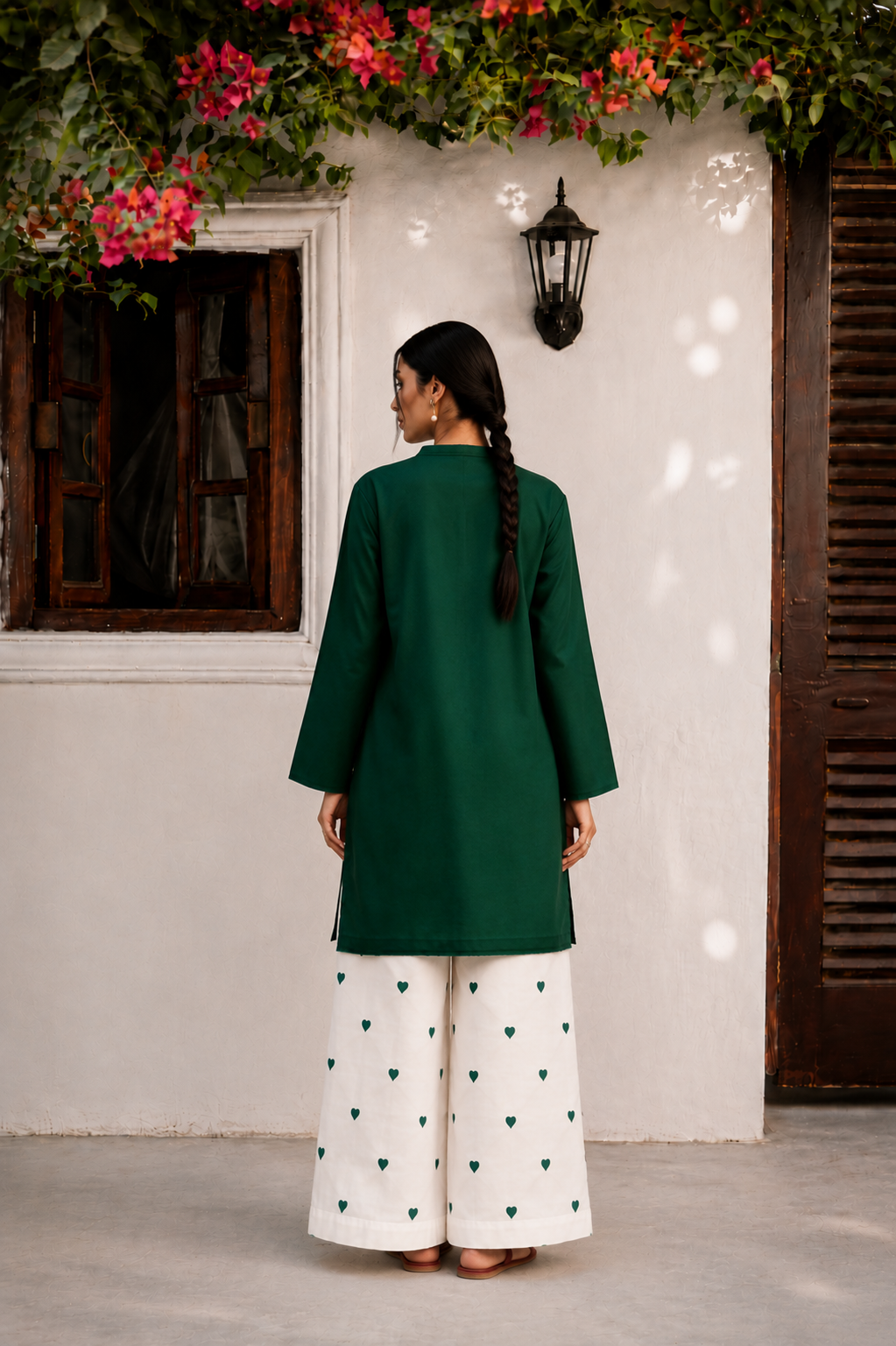 Little Heart Co-Ord Set – Emerald Green & Ivory