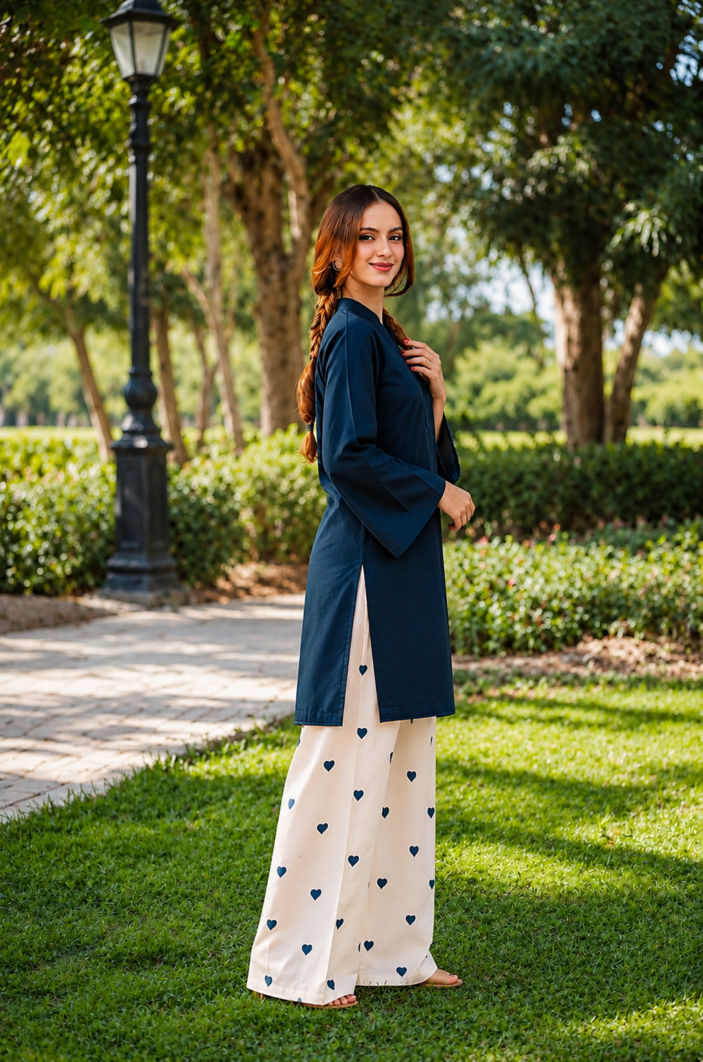 Little Heart Co-Ord Set – Midnight Navy & Ivory