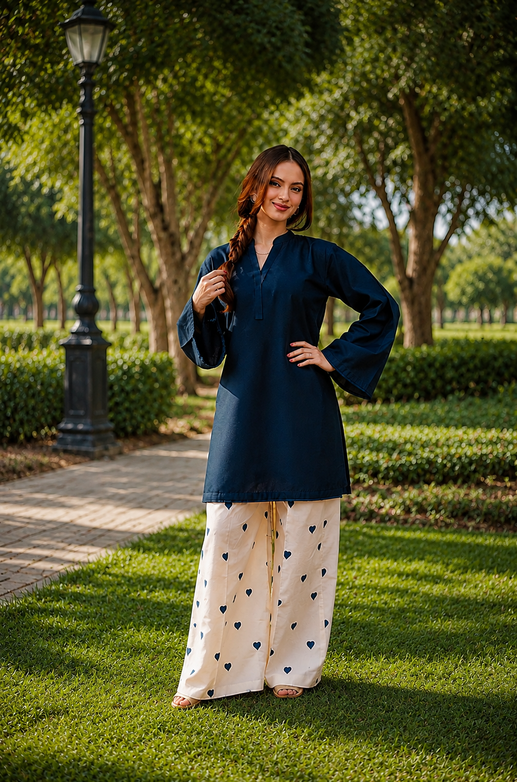 Little Heart Co-Ord Set – Midnight Navy & Ivory