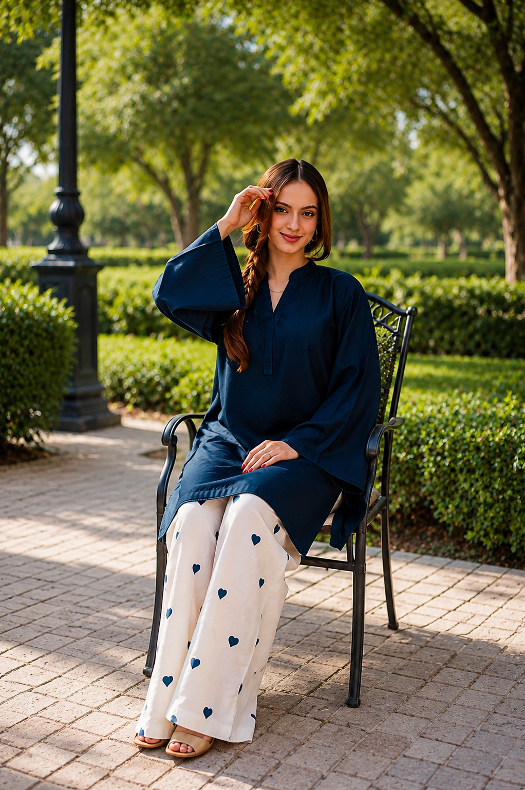 Little Heart Co-Ord Set – Midnight Navy & Ivory