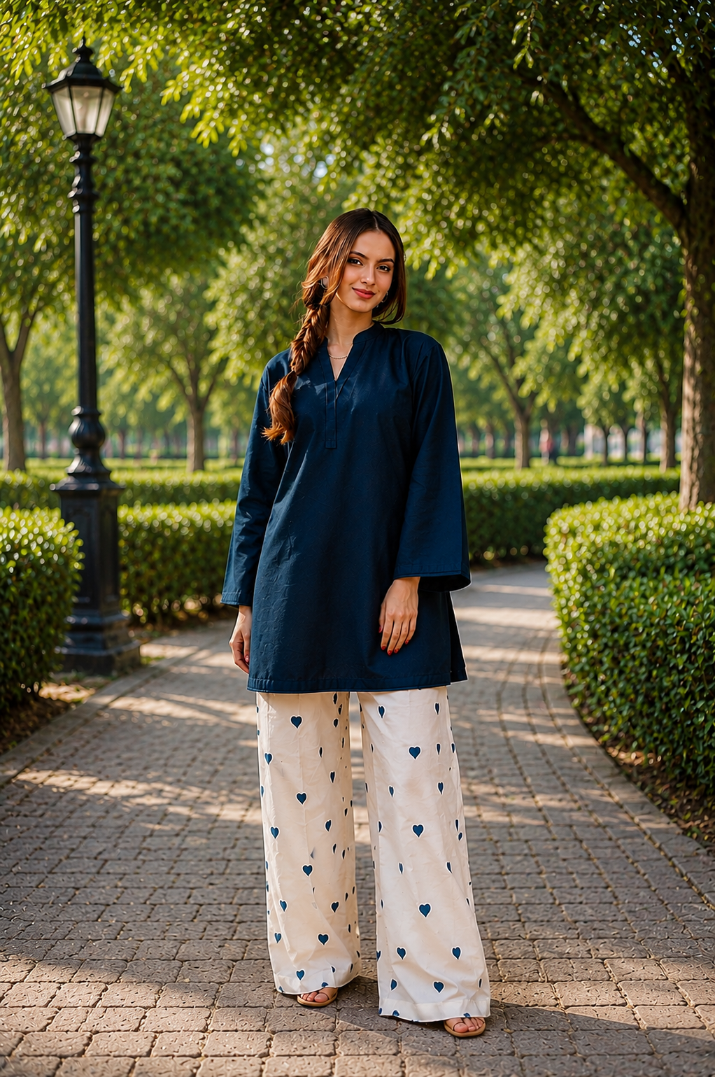 Little Heart Co-Ord Set – Midnight Navy & Ivory