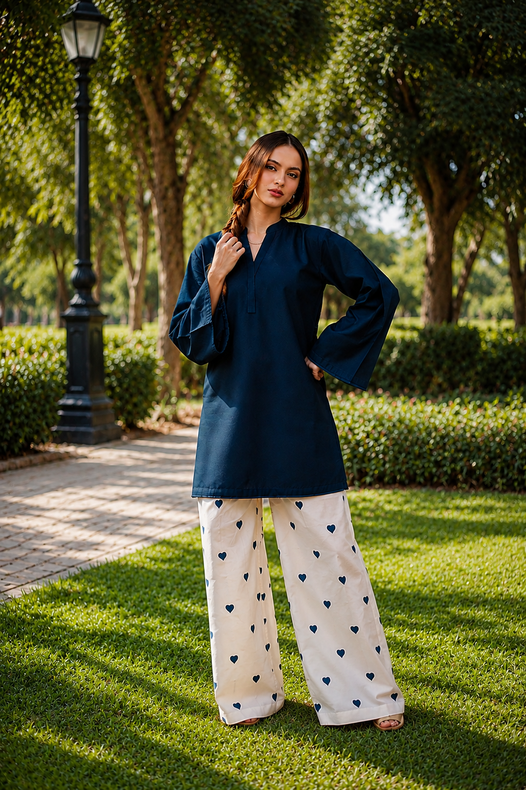 Little Heart Co-Ord Set – Midnight Navy & Ivory