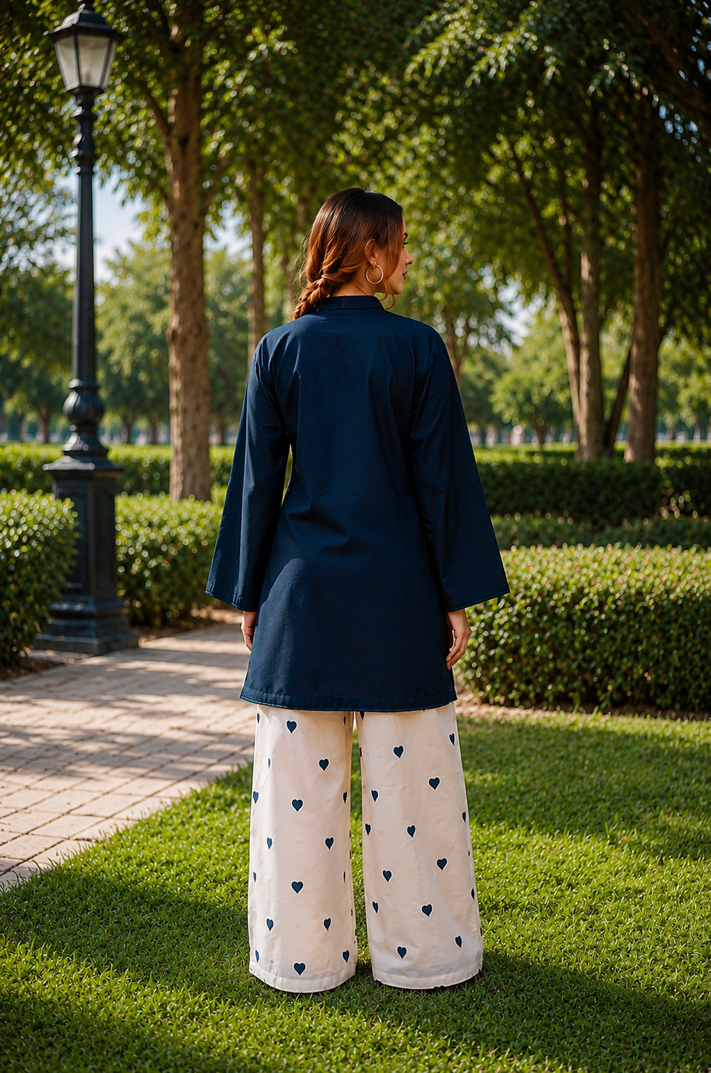 Little Heart Co-Ord Set – Midnight Navy & Ivory