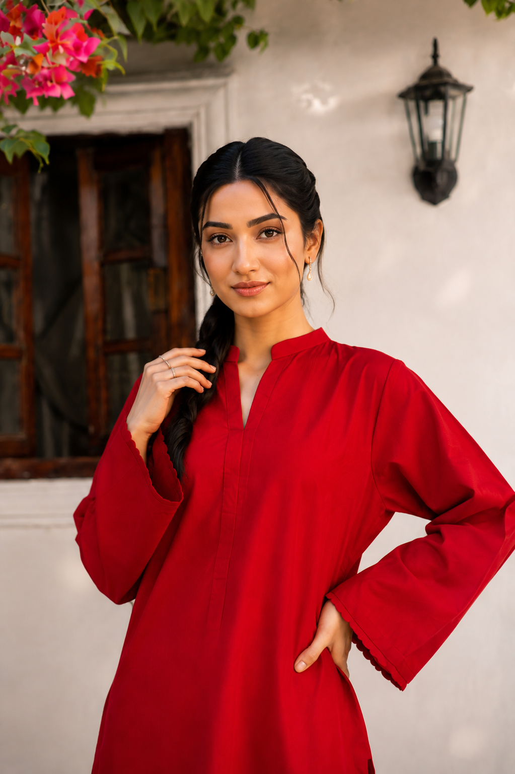 Little Heart Co-Ord Set – Scarlet Red & Ivory