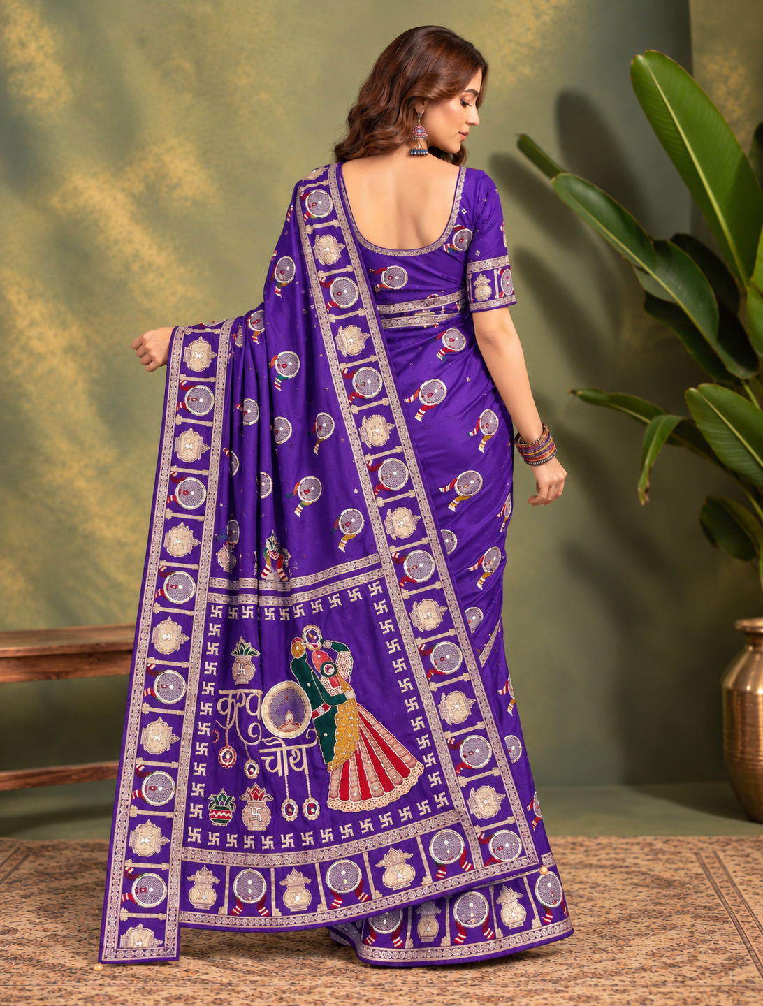 Chand Riwaaz Dola Viscose Saree | Meena Weave & Mirror Work