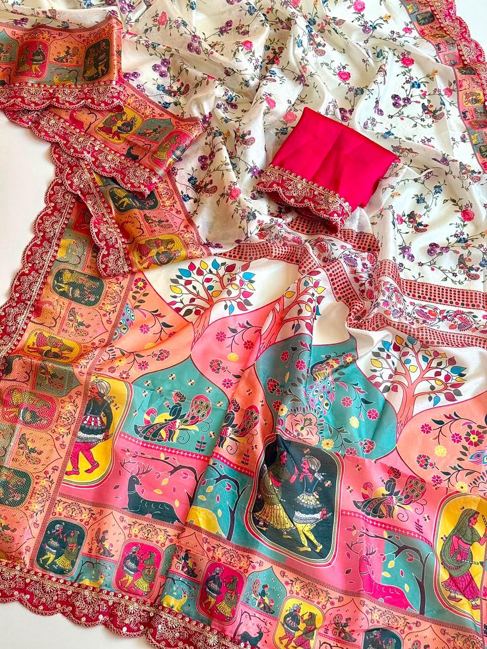 Virasa Designer Dola Banarasi Saree | Gujarat Heritage Digital Print