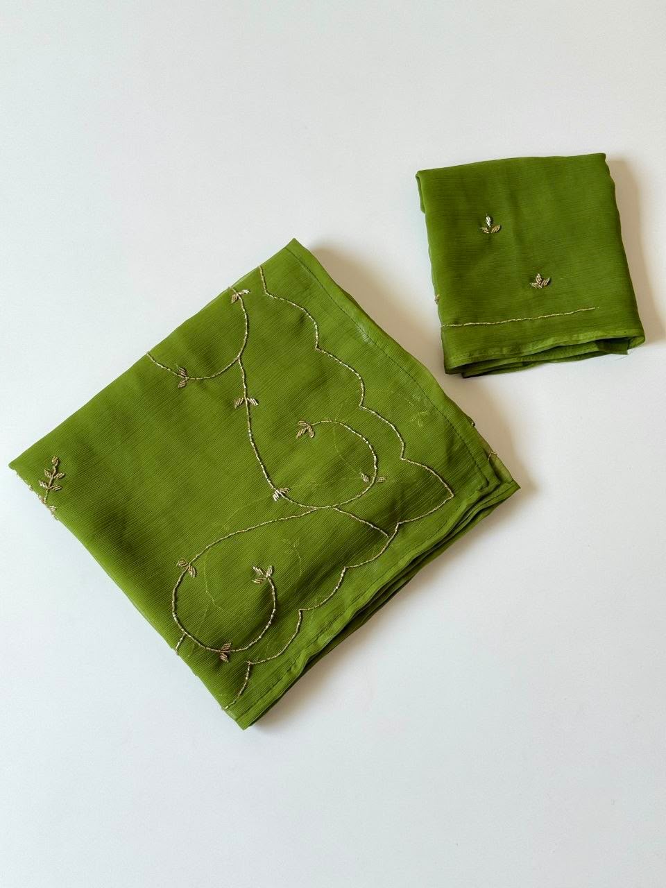 Dastoor Pure Chiffon Saree | Handcrafted Khatli Work