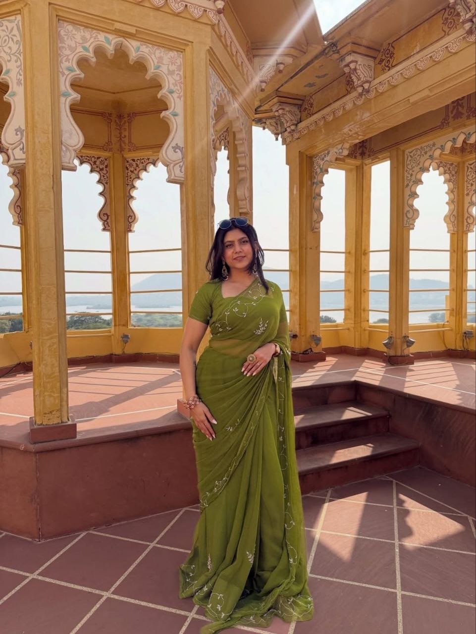 Dastoor Pure Chiffon Saree | Handcrafted Khatli Work