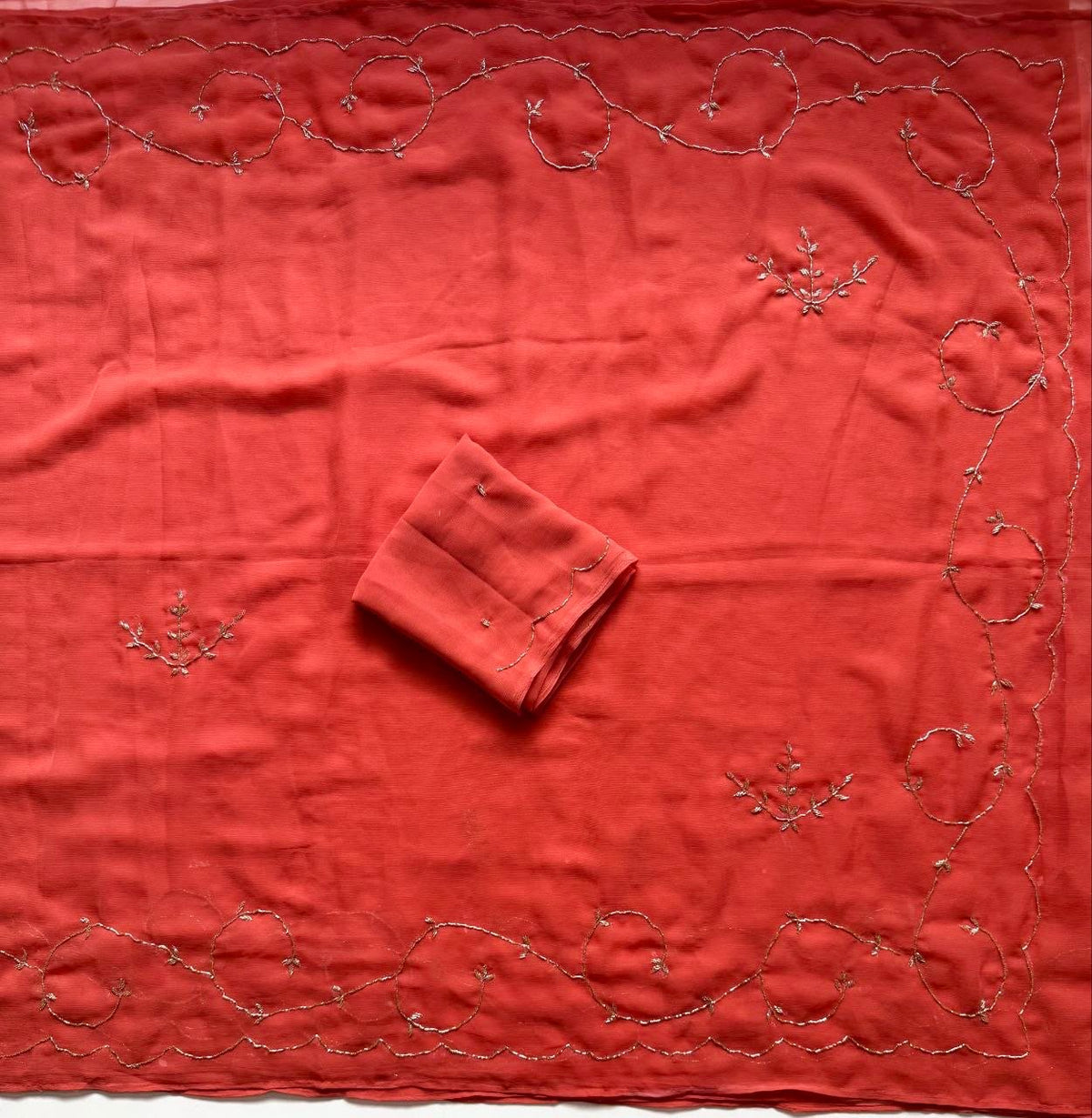 Dastoor Pure Chiffon Saree | Handcrafted Khatli Work