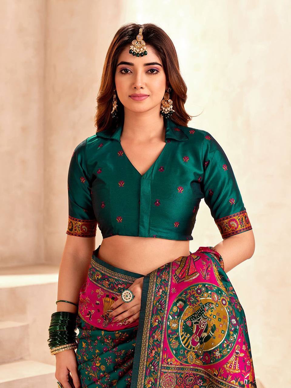 Pashmina Silk Saree with Kashmiri Thread Woven Pallu