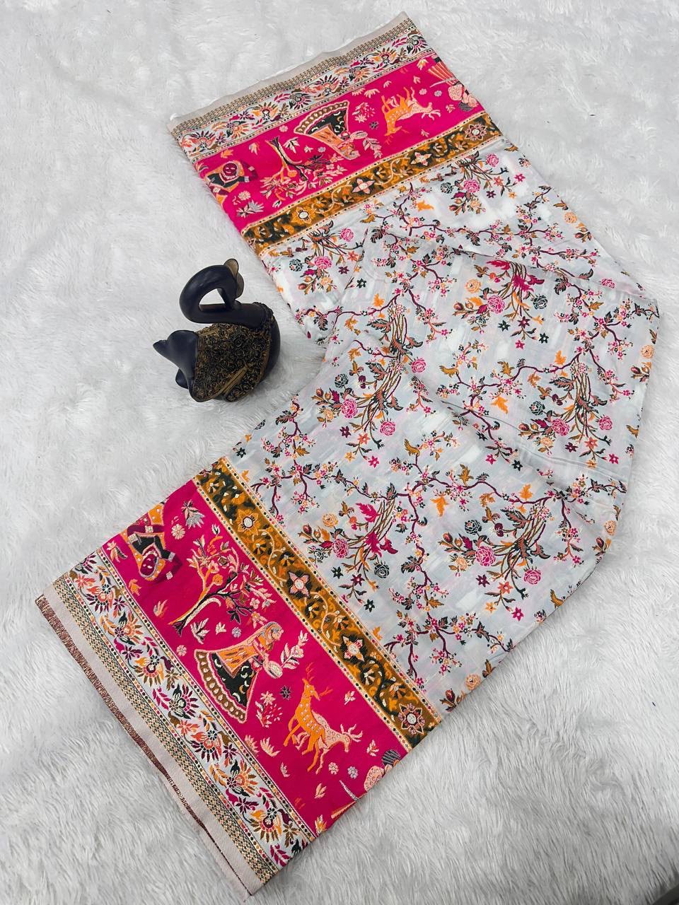 Pashmina Silk Saree with Kashmiri Thread Woven Pallu
