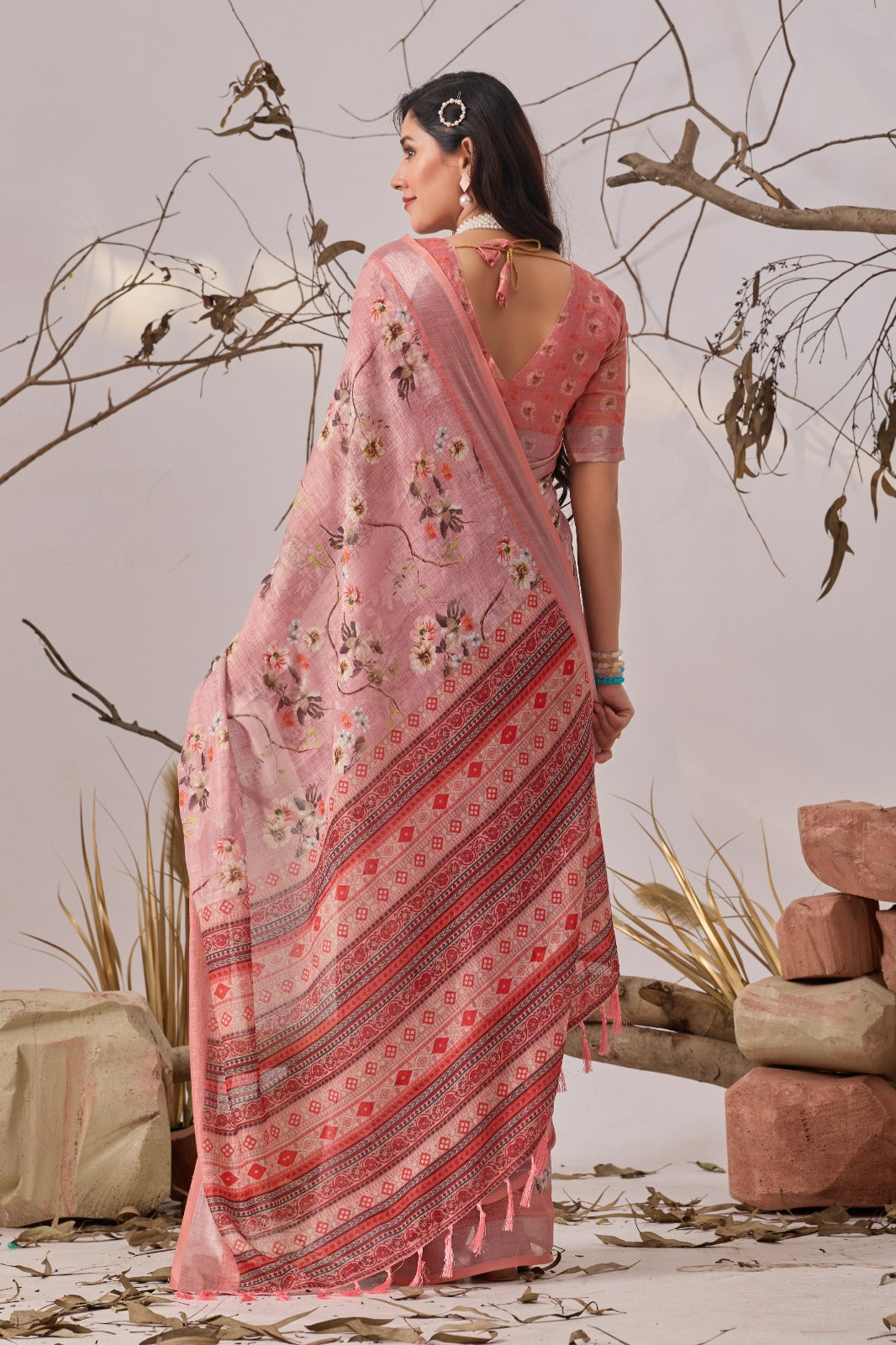Digital Floral Print & Patola Border Cotton Saree