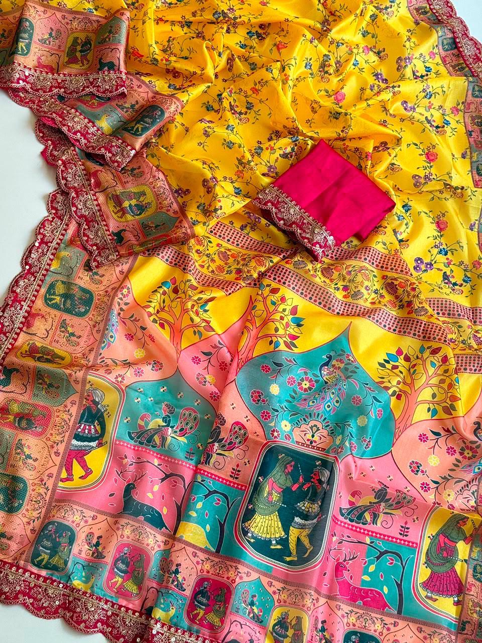 Virasa Designer Dola Banarasi Saree | Gujarat Heritage Digital Print