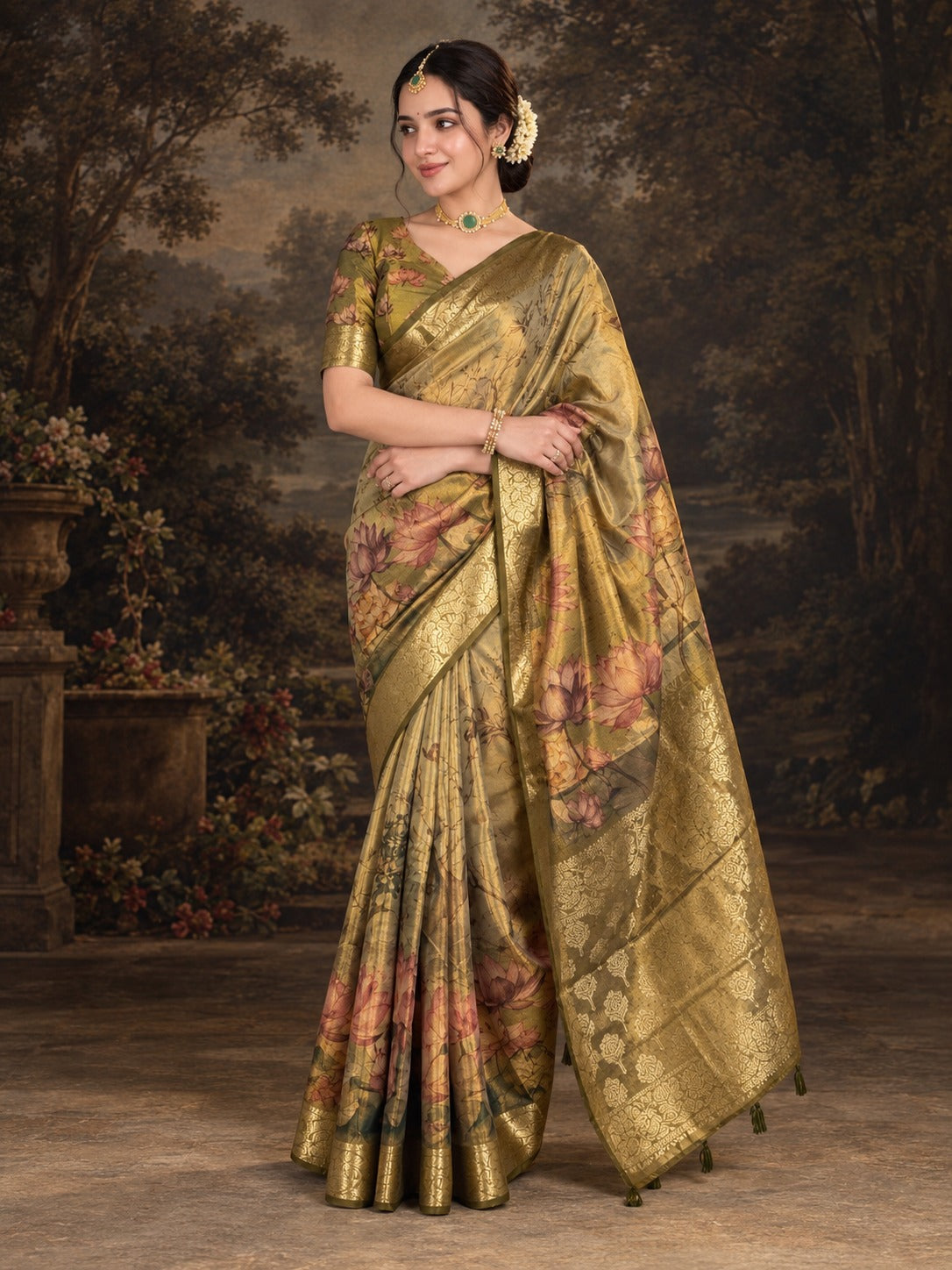 Kanak Kamal Pure Glass Tissue Silk Saree