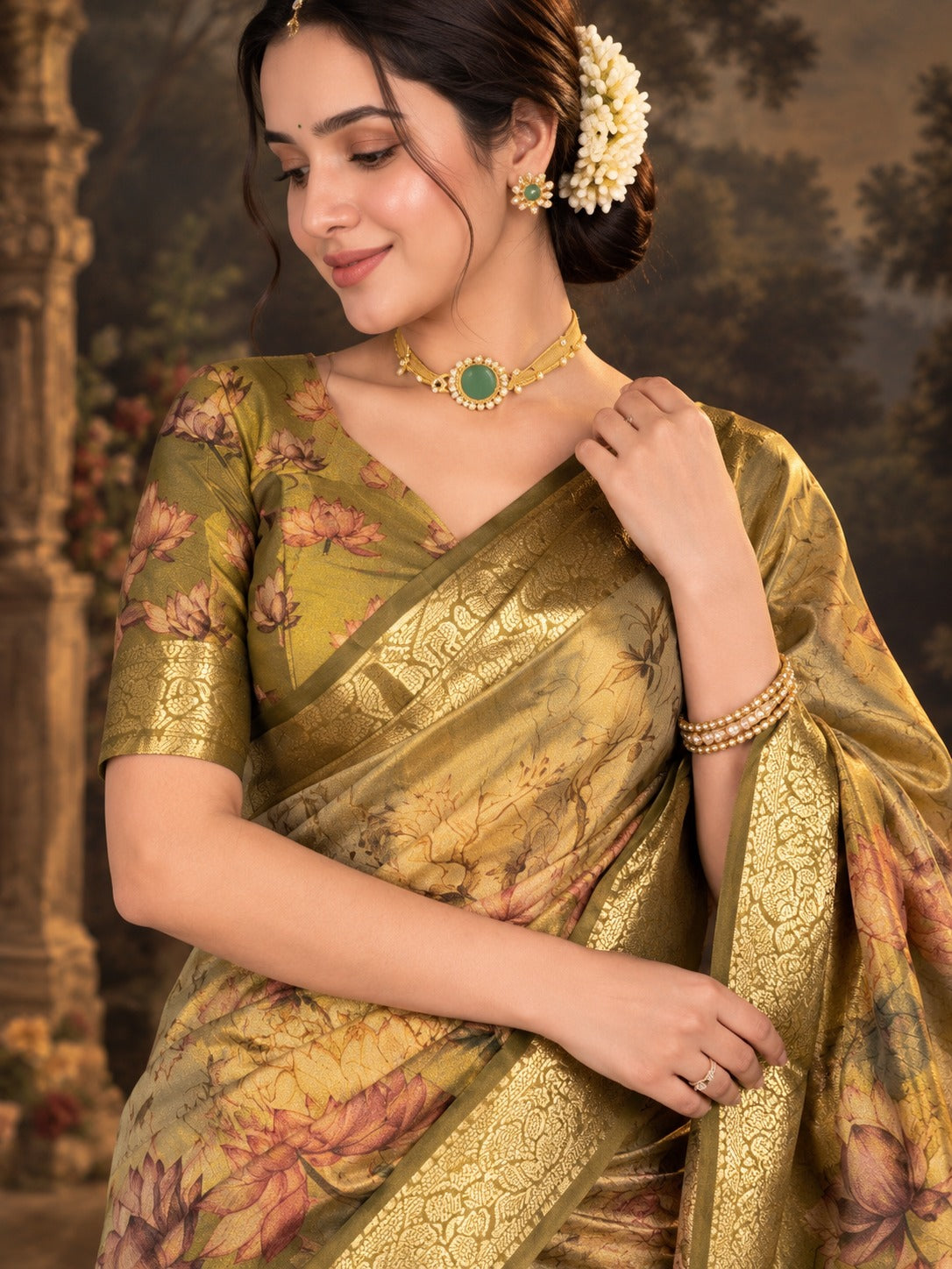 Kanak Kamal Pure Glass Tissue Silk Saree