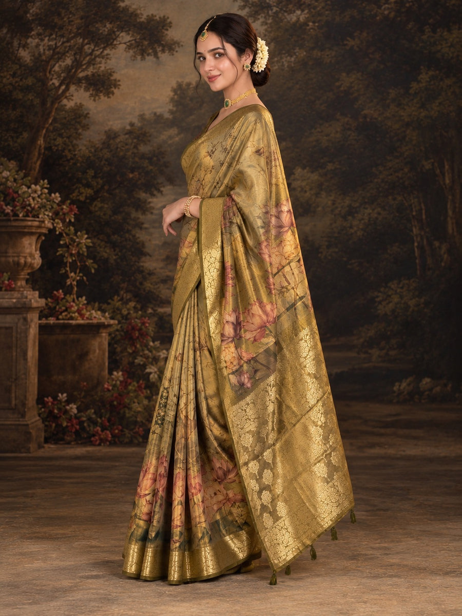 Kanak Kamal Pure Glass Tissue Silk Saree