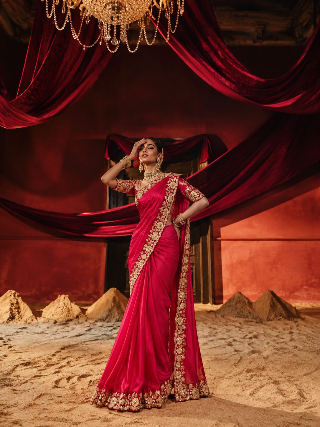 Surkh Dastaan – Sequin Elegance in Faux Georgette